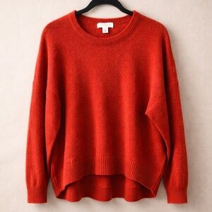 Women's Buttery Soft, Oversized Burnt Orange Crewneck Sweater - Casual Fit